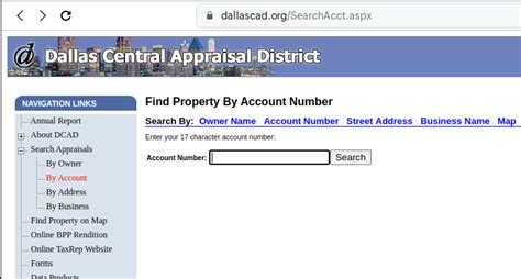 DCAD: Find Property By Account Number .